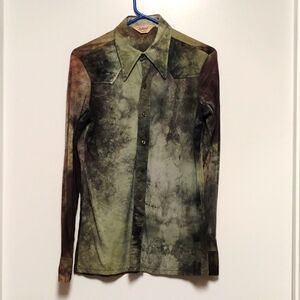 Hutspah 70's Vintage Disco Tie Dye Western Shirt A Grouping Button Down Bg310